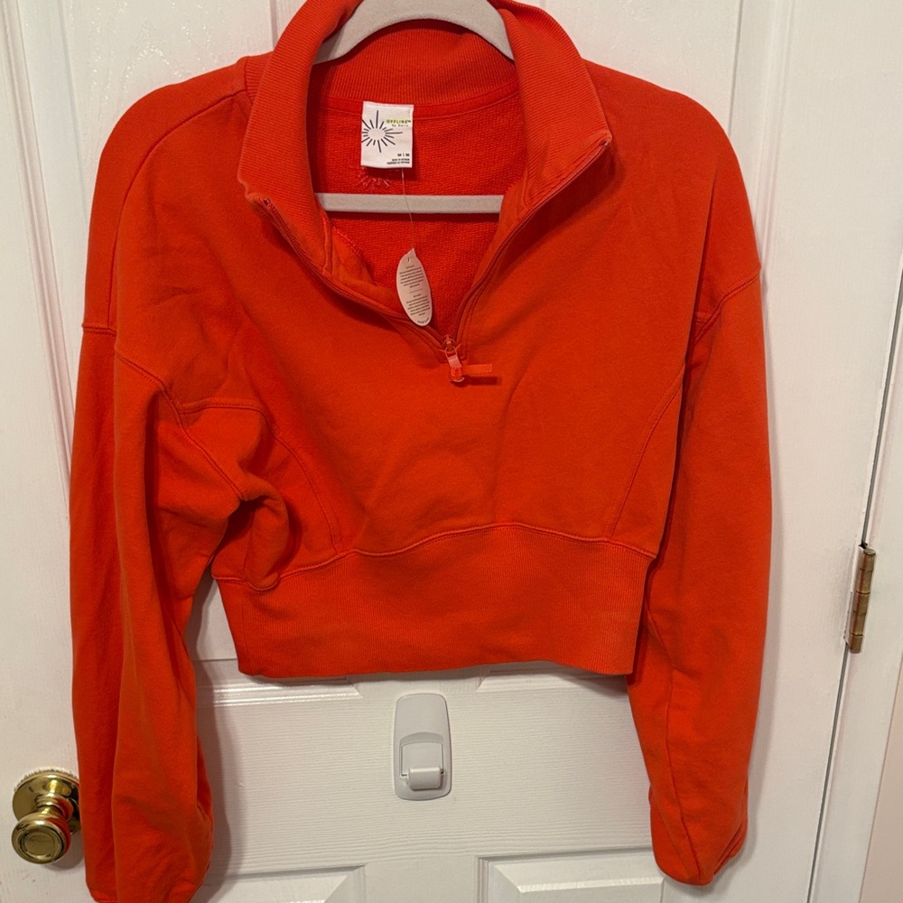 Aerie Bright Orange Quarter-Zip Sweatshirt